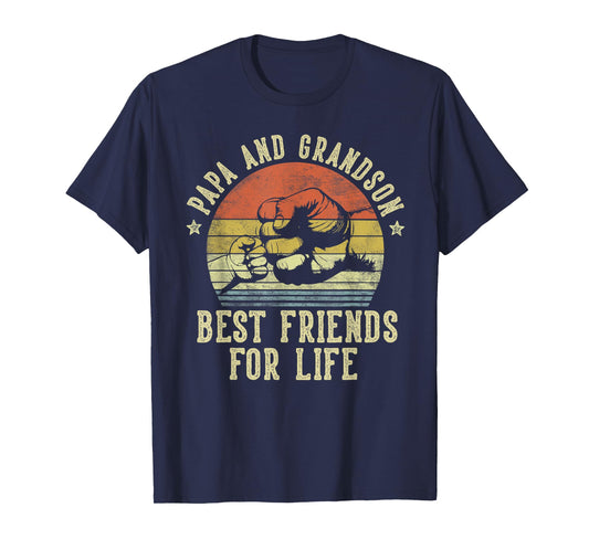 Papa and Grandson Best Friends for Life Funny Papa T-Shirt, Small, Black