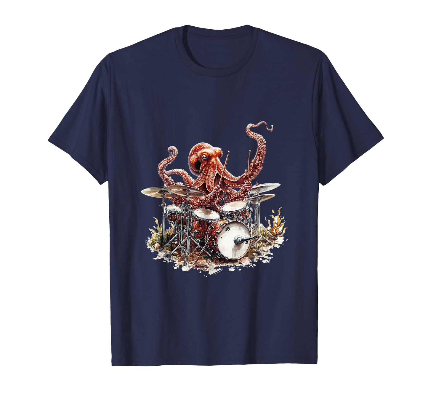 Octopus Playing Drums Sea Music Fun T-Shirt