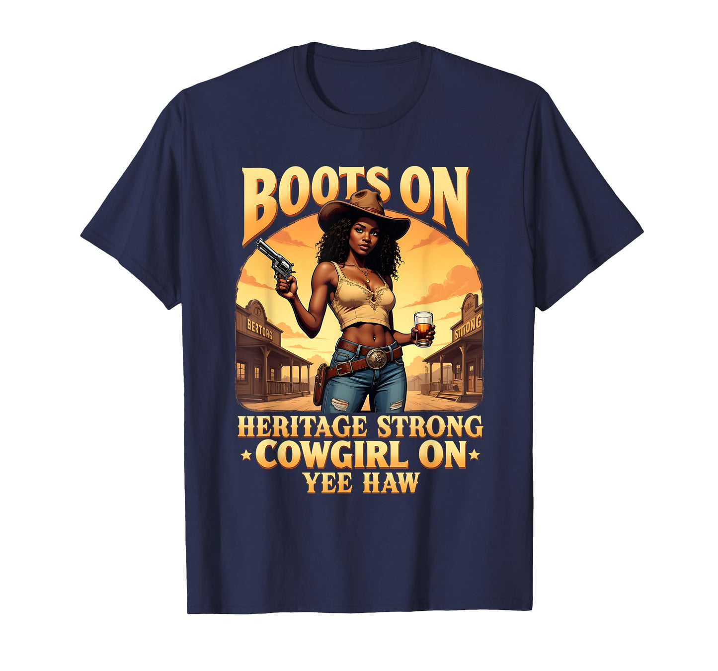 Yehaw Cowgirl On Western Rodeo African American Cowgirl T-Shirt