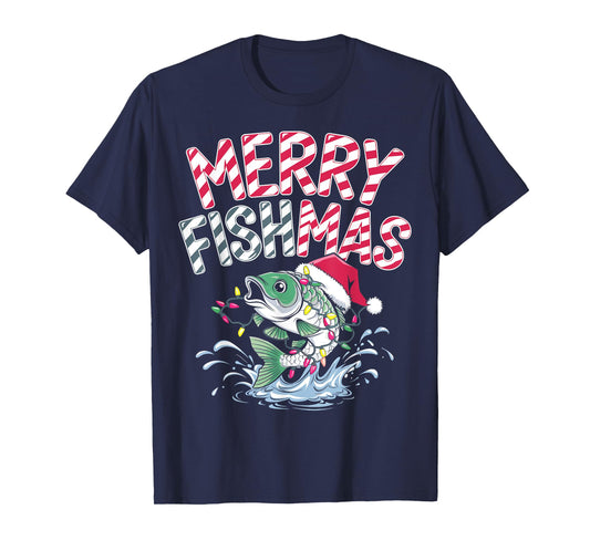 Merry Fishmas Santa Fishing Lovers Funny Fisherman Christmas T-Shirt