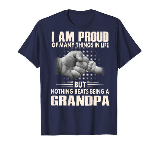 ON Back I'm Proud of Many Things Nothing Beats Being Grandpa T-Shirt