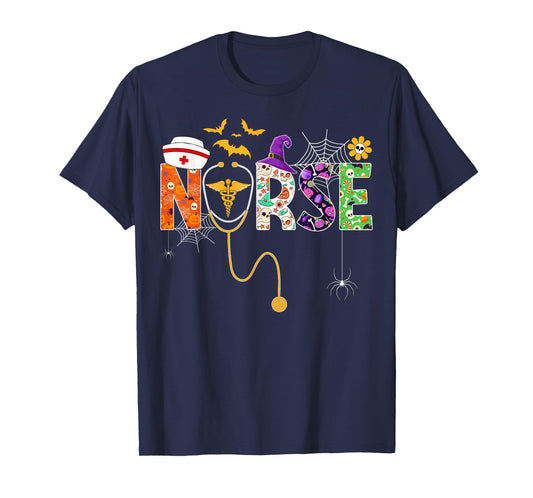 Halloween Nurse Life Funny Nursing Stethoscope Spooky Nurse T-Shirt