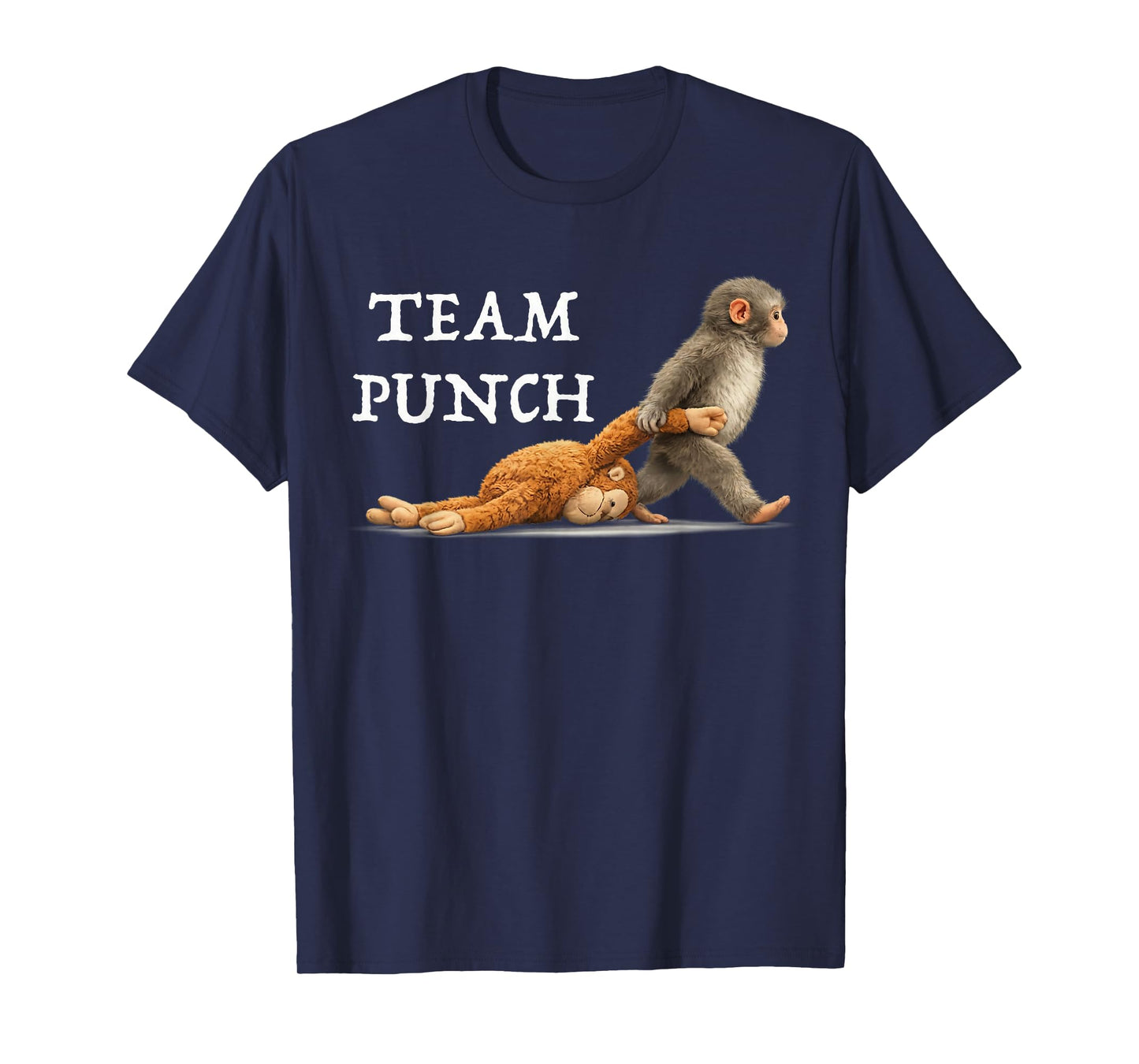 Men Women Kids Cute Monkey Punch T-Shirt - T-Shirt | Navy