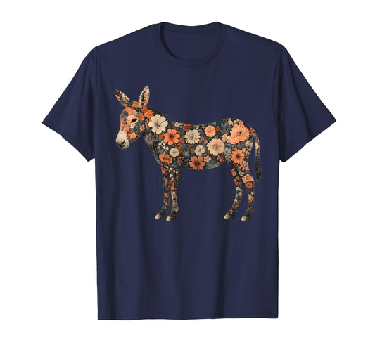 Floral Donkey Cottagecore Folk Art Botanical Farm Animal T-Shirt