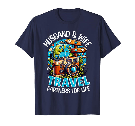 Couple Matching Husband And Wife Travel Partners For Life T-Shirt