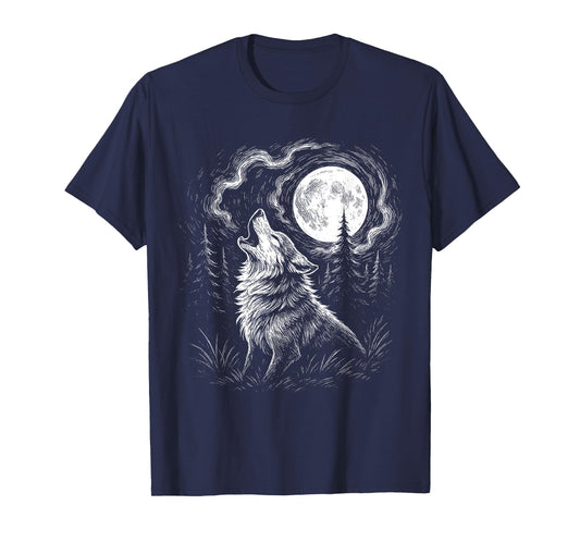 Wolf Howling Moon Forest Nature Wildlife Animal Wolves Lover T-Shirt