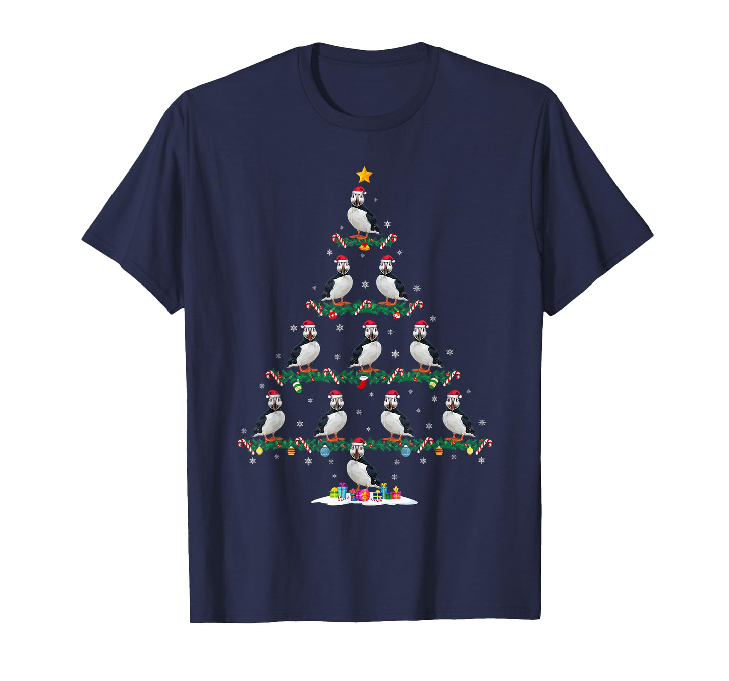 Puffin Christmas Tree Pajama Men Women Kids Ugly Xmas T-Shirt