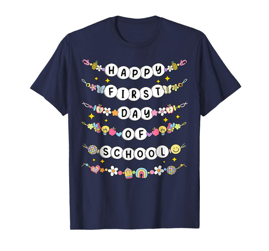 Happy First Day Of School Friendship Bracelets Teacher Kids T-Shirt