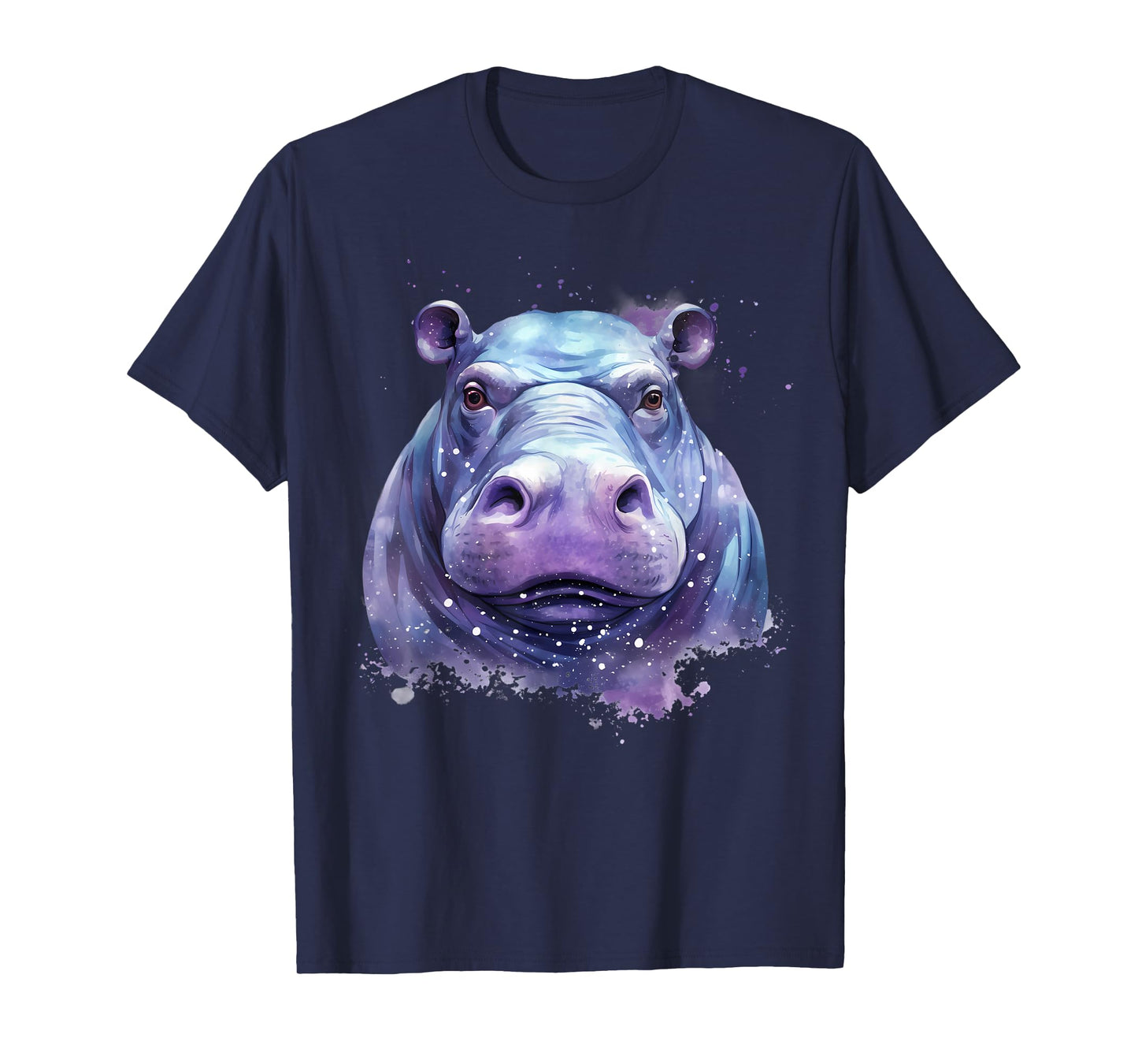 Hippo Portrait Wildlife Colourful Animal Print Hippopotamus T-Shirt
