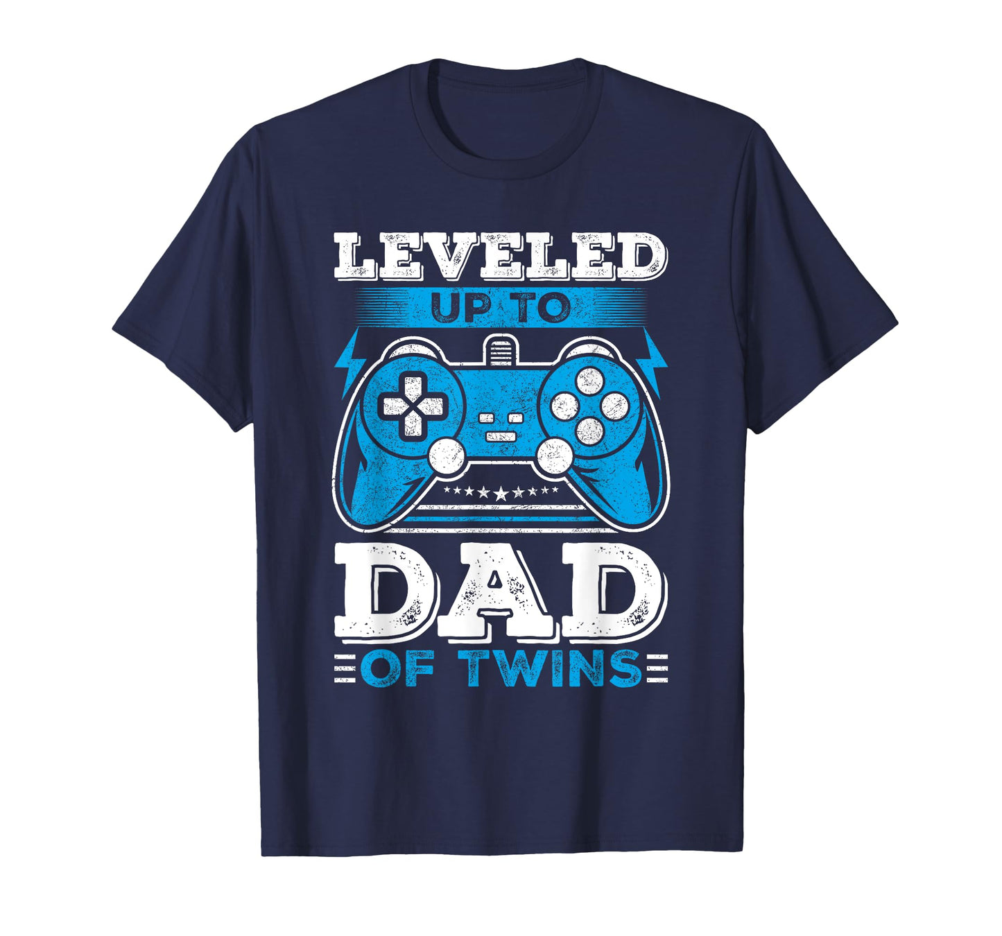 Leveled up to Dad Of Twins Video Gamer Gaming T-Shirt