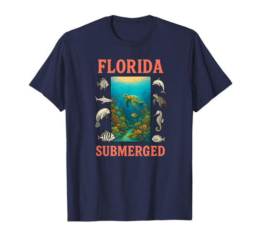 Florida Submerged Scuba Diving Design with Marine Life T-Shirt