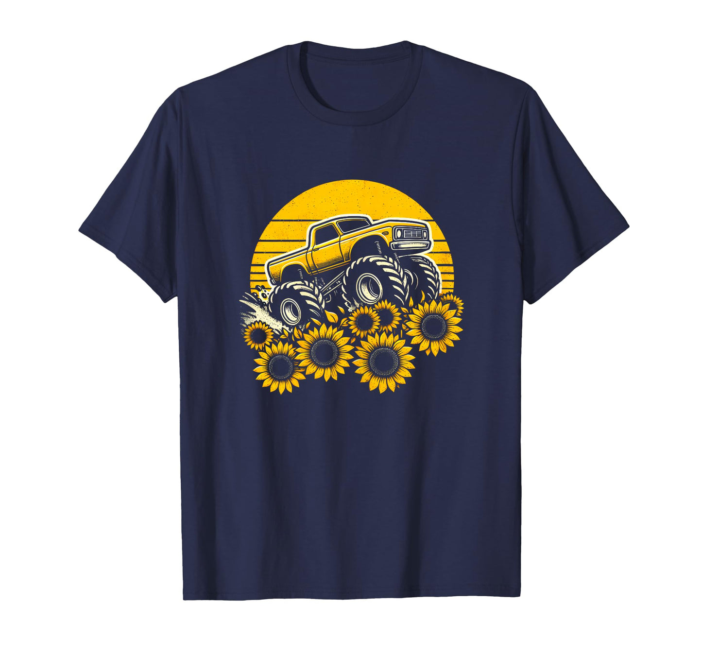 Happy Mother's Day Toddler Sunflower Monster Truck Kids Boys T-Shirt