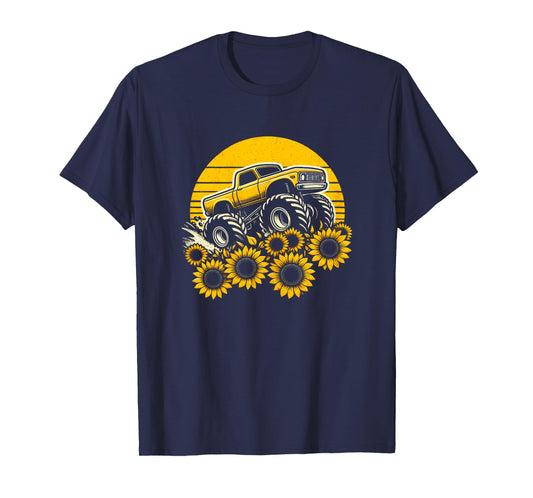 Happy Mother's Day Toddler Sunflower Monster Truck Kids Boys T-Shirt