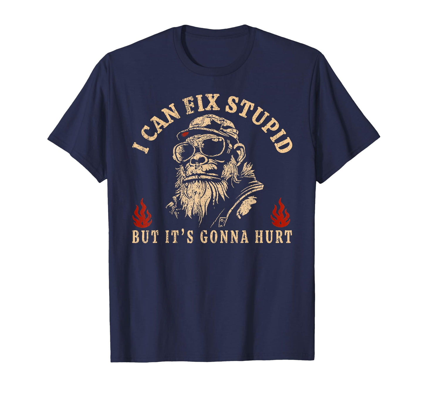 I Can Fix Stupid But It's Gonna Hurt Monkey Vintage Funny T-Shirt