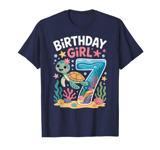 Birthday Girl 7th Sea Turtle Ocean Aquarium T-Shirt