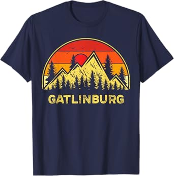 Vintage Gatlinburg Tennessee TN Mountains Hiking Souvenir T-Shirt
