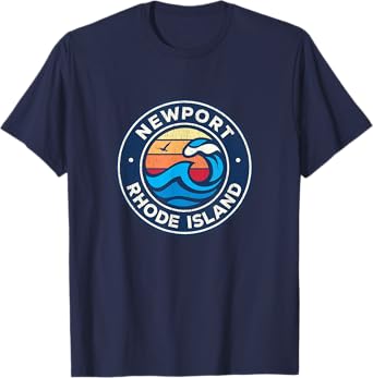 Newport Rhode Island RI Vintage Nautical Waves Design T-Shirt