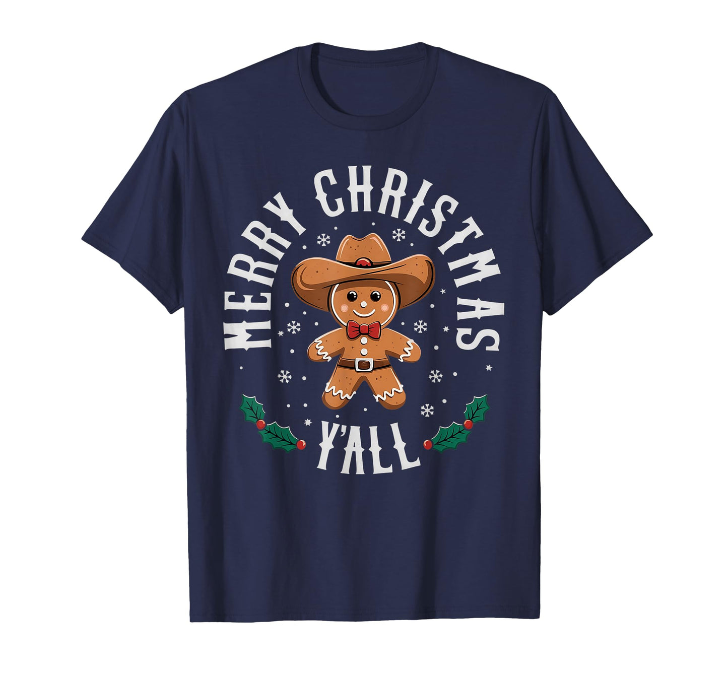 Merry Christmas Yall Gingerbread Cowboy Howdy Western Xmas T-Shirt