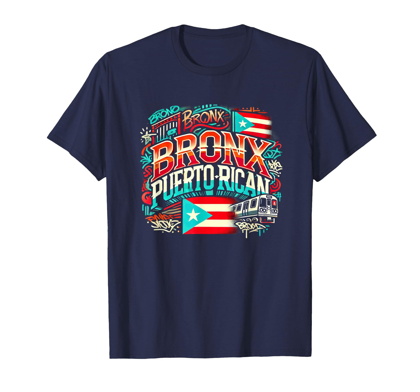 Bronx Puerto Rican Boricua Flag NYC Subway CarGraffiti Fun T-Shirt