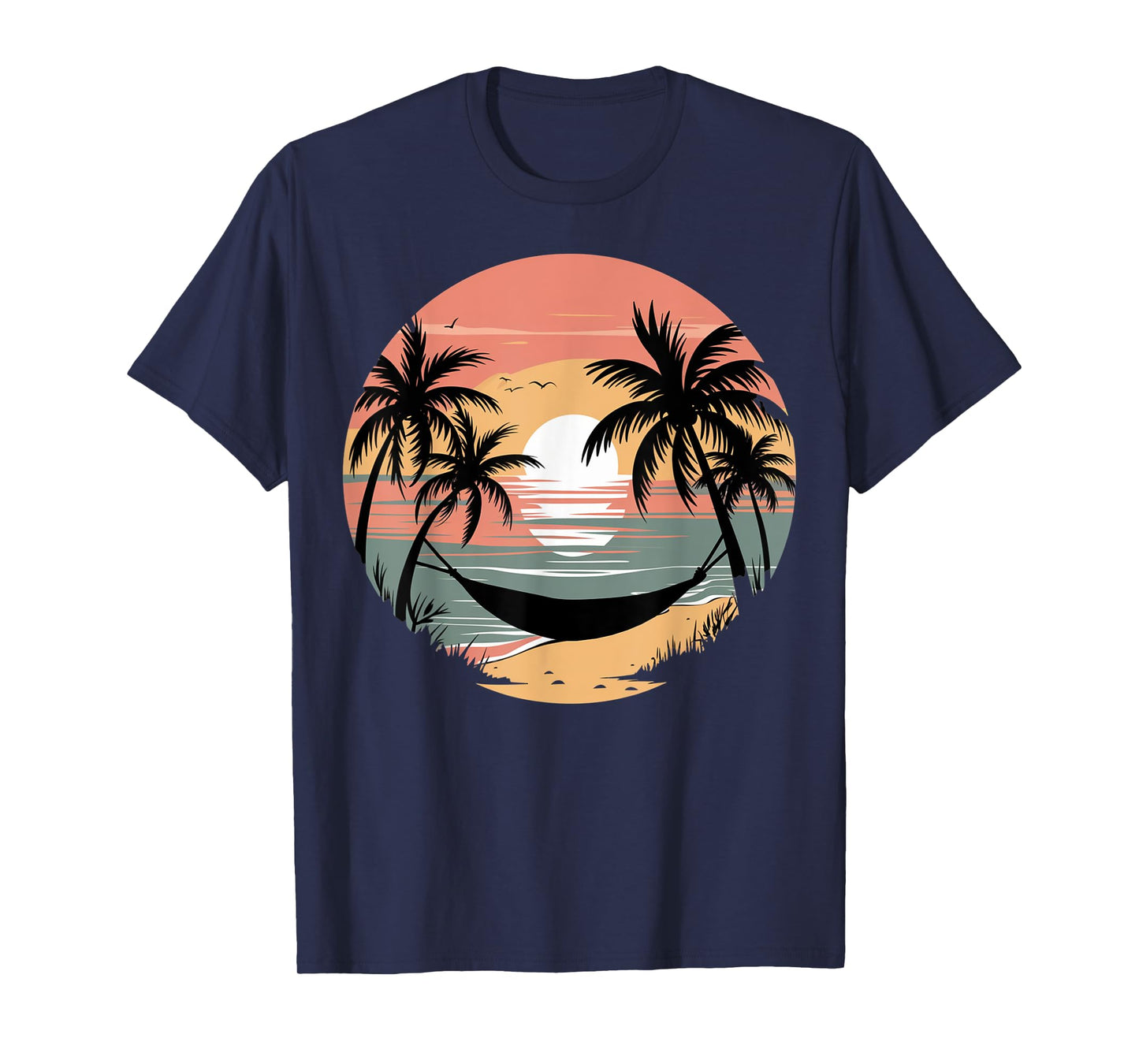 Vacation Smile Tropical Sunset Palm Trees Hammock T-Shirt