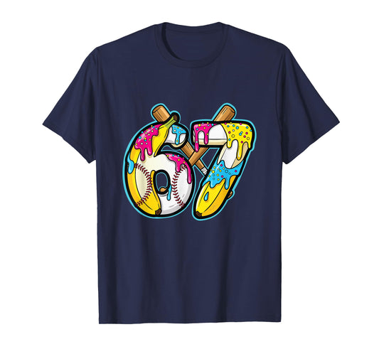 Funny Banana 67 Ice Cream Drip Meme Six Seven Gen Alpha Art T-Shirt