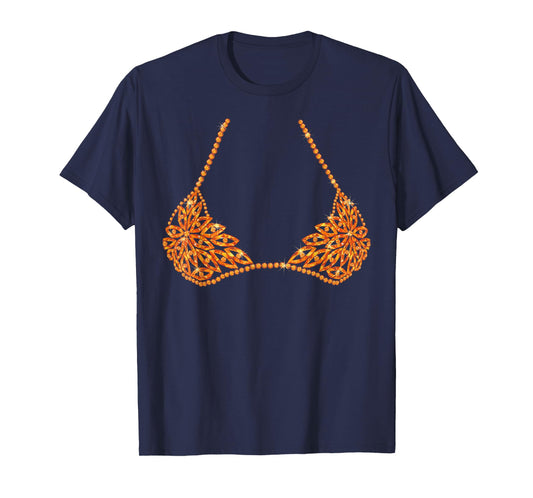 Halloween Orange Bra Design Costume Show Girls Cat Lover T-Shirt