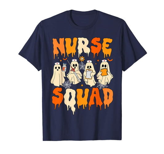 Nurse Squad Funny Ghost Halloween Nursing ER RN ICU ED Nurse T-Shirt