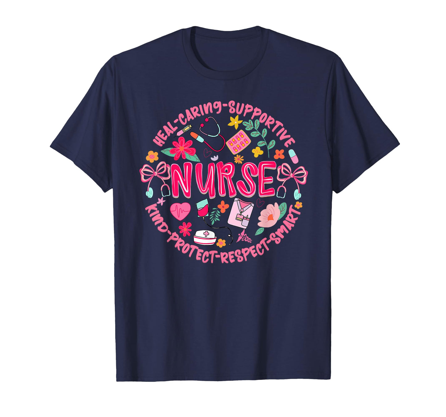 Coquette Nurse Stethoscope Bow Cute Nurse Boho Floral Women T-Shirt