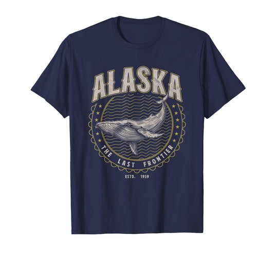 Alaska Last Frontier Whale USA Vintage T-Shirt