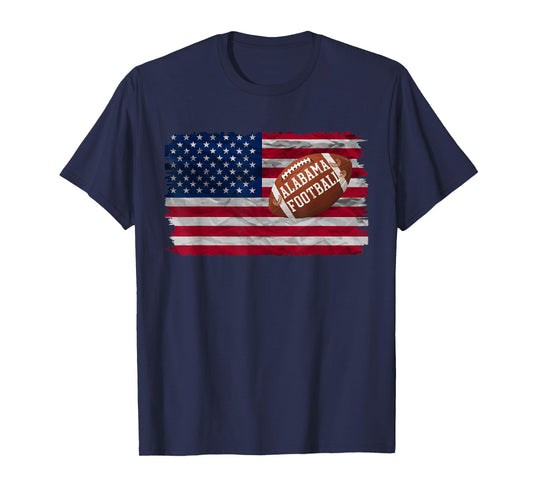 Patriotic USA Flag Alabama Football Season Party Funny Women Men T-Shirt