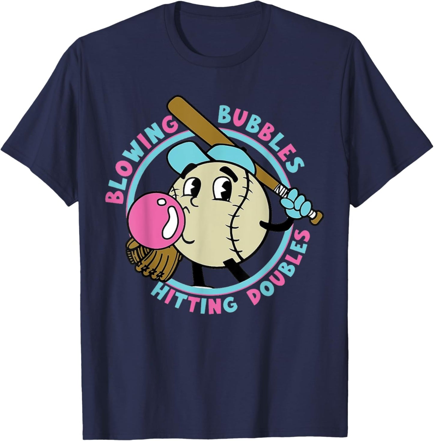 Baseball Blowing Bubbles Hitting Doubles T-Shirt