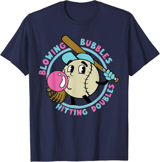 Baseball Blowing Bubbles Hitting Doubles T-Shirt