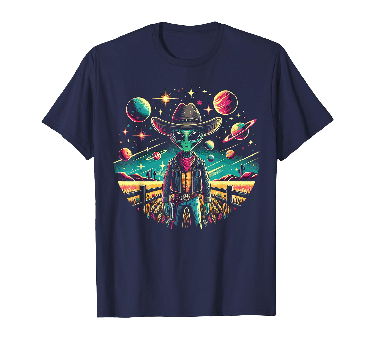 Alien Lover Flying Saucer UFO Extraterrestrial Cowboy T-Shirt