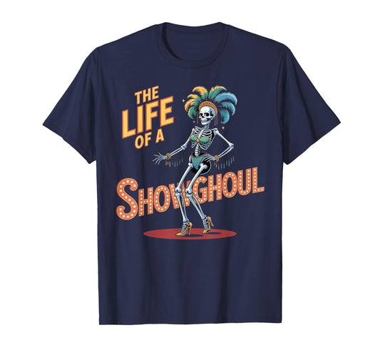 Funny Skeleton Showgirl Costume Tee - Halloween Horror Party T-Shirt