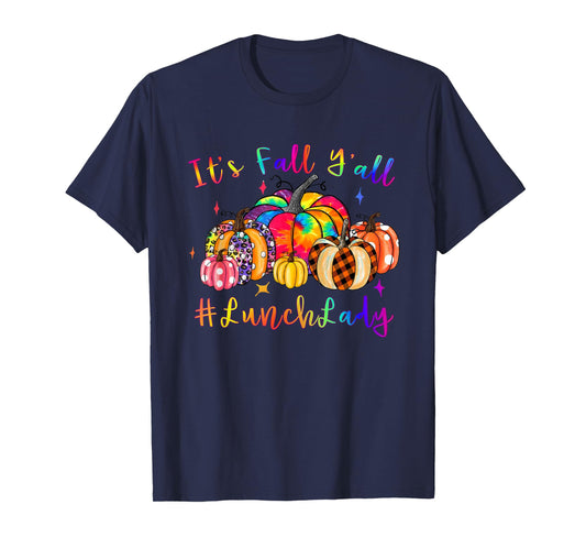 Tiedye Pumpkin Fall Autumn Thanksgiving Lunch Lady Women T-Shirt