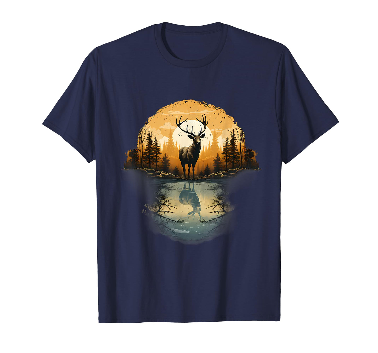 Deer Landscape Artwork Motif Animal Lovers Nature Wildlife T-Shirt