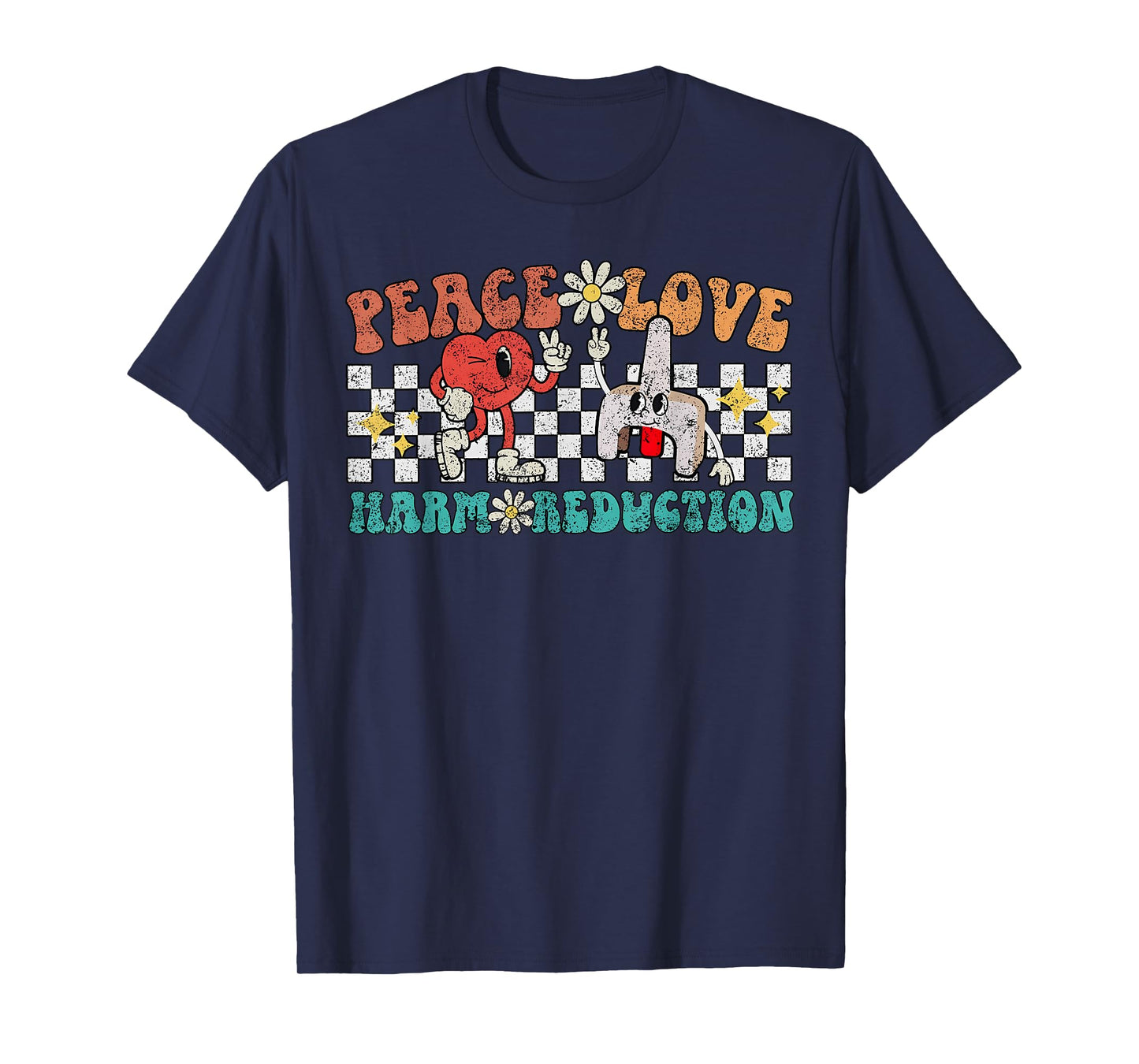 Retro Peace Love Harm Reduction Overdose Awareness Nurse T-Shirt