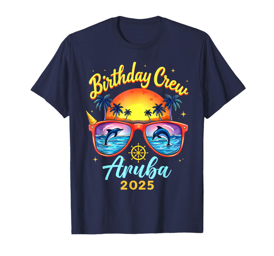 Birthday Crew Vacation Aruba 2025 Party Matching Cruise T-Shirt