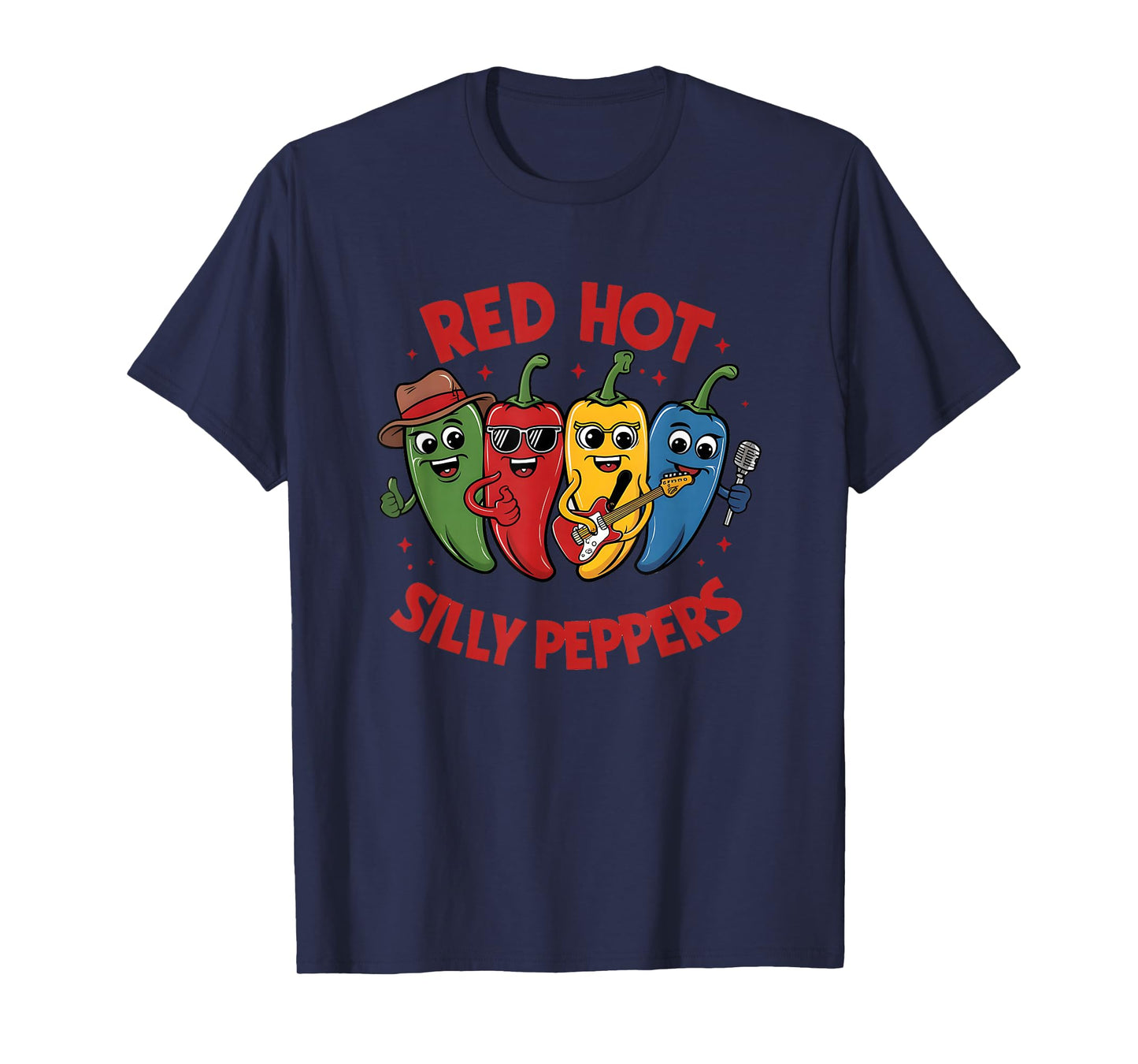 Red Hot Silly Peppers Fun Cartoon T-Shirt