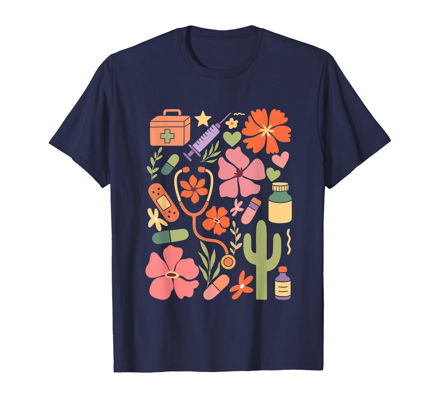 Boho Floral Nurse Life Stethoscope Medical Healthcare Worker T-Shirt