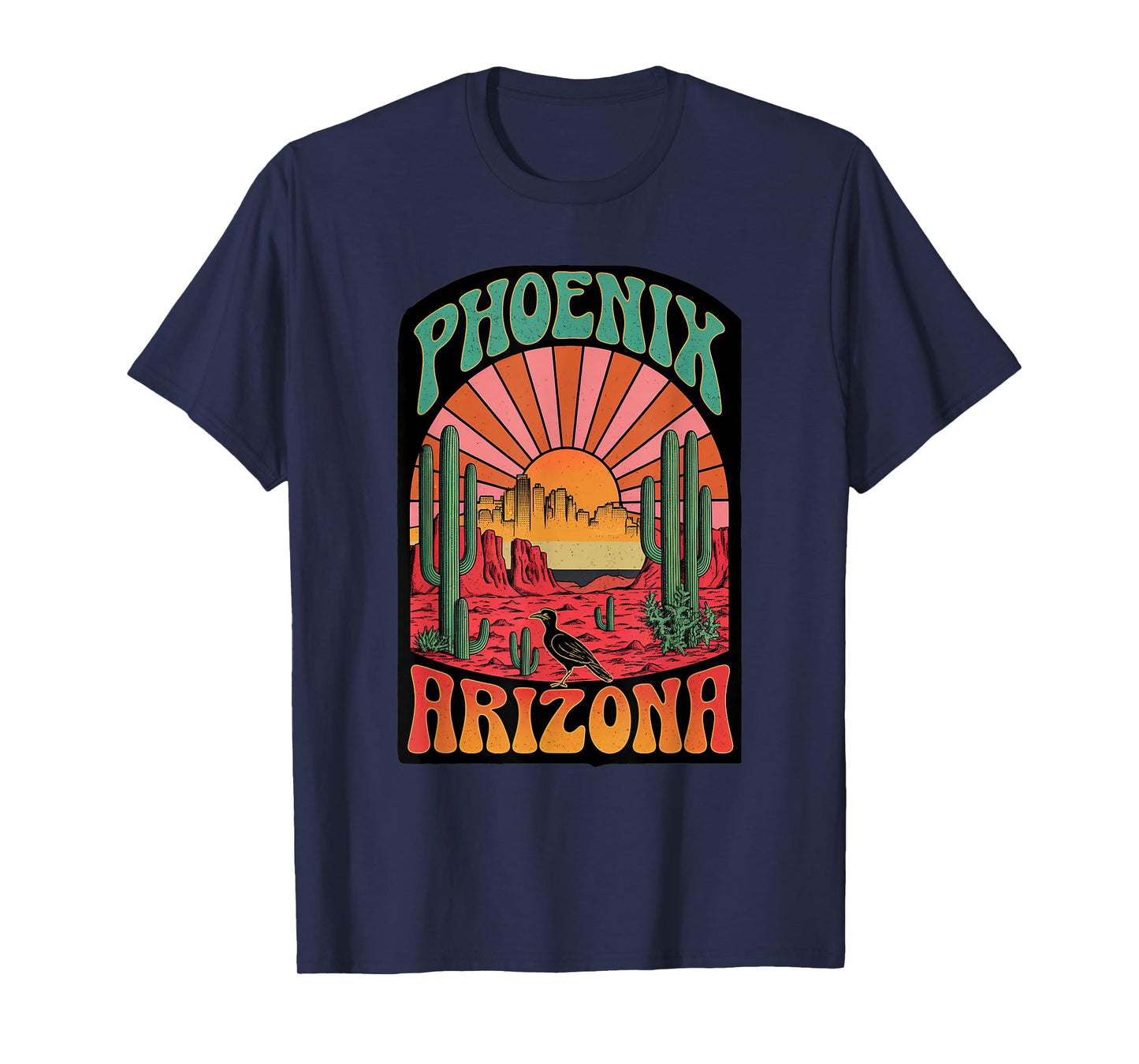 Vintage Phoenix Arizona Skyline Cityscape Retro Style T-Shirt