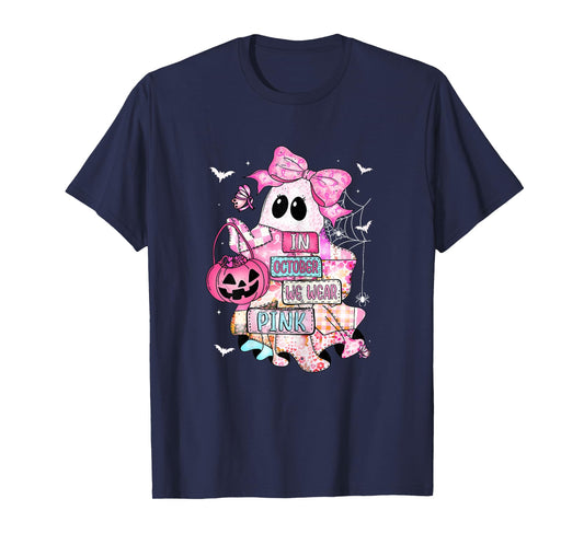 Halloween in October We Wear Pink Breast Cancer Awareness T-Shirt