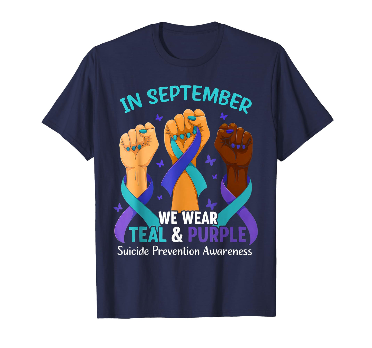 in September We Wear Teal Purple Ribbon Suicide Prevention T-Shirt