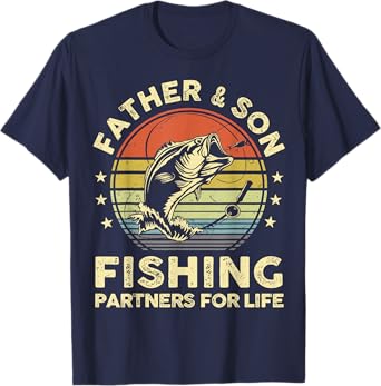 Father Son Matching Fishing-Shirt Funny Bass Fish Dad T-Shirt