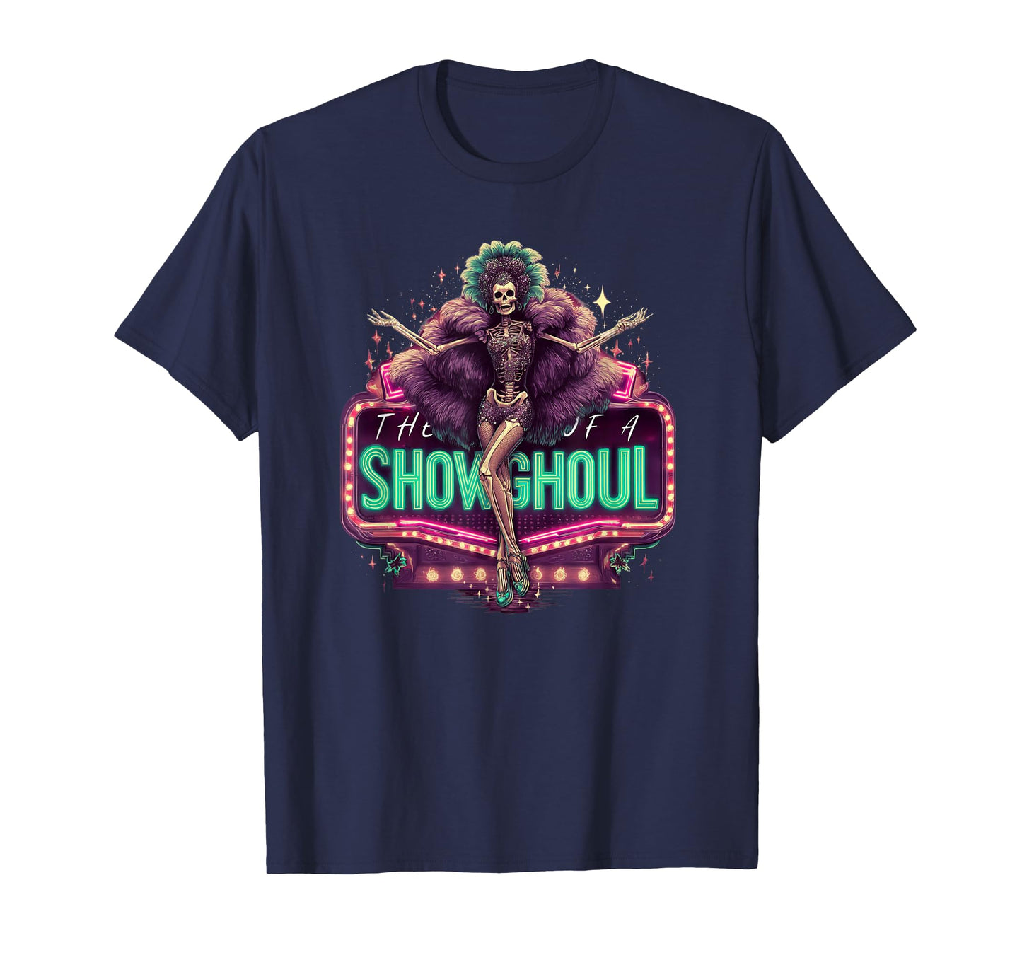 Creepy Showghoul Skeleton Burlesque Horror Glam Design T-Shirt