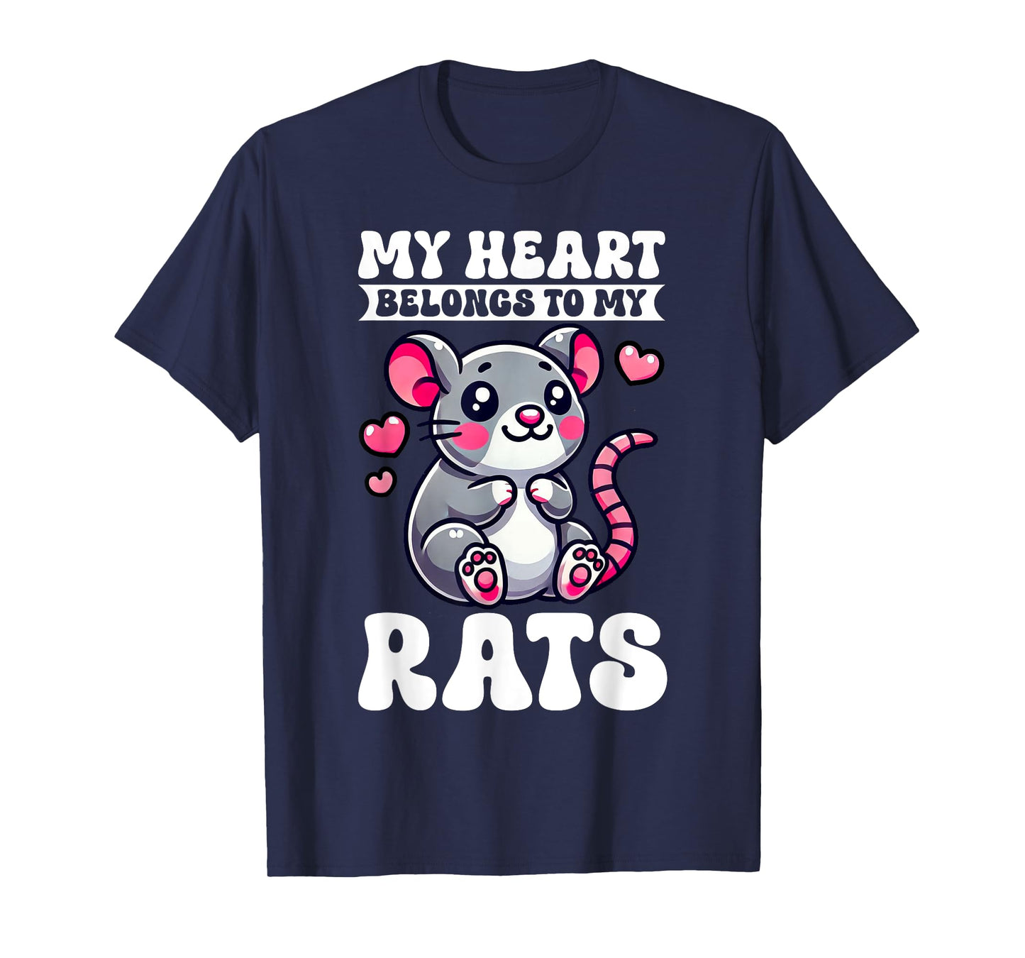 My Heart Belongs To My Rats Cute Rat Mama Mouse Mom Rodent T-Shirt