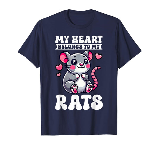 My Heart Belongs To My Rats Cute Rat Mama Mouse Mom Rodent T-Shirt