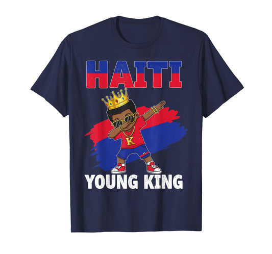 Haiti Young King Haitian Flag Day Melanin For Black kids Boy T-Shirt