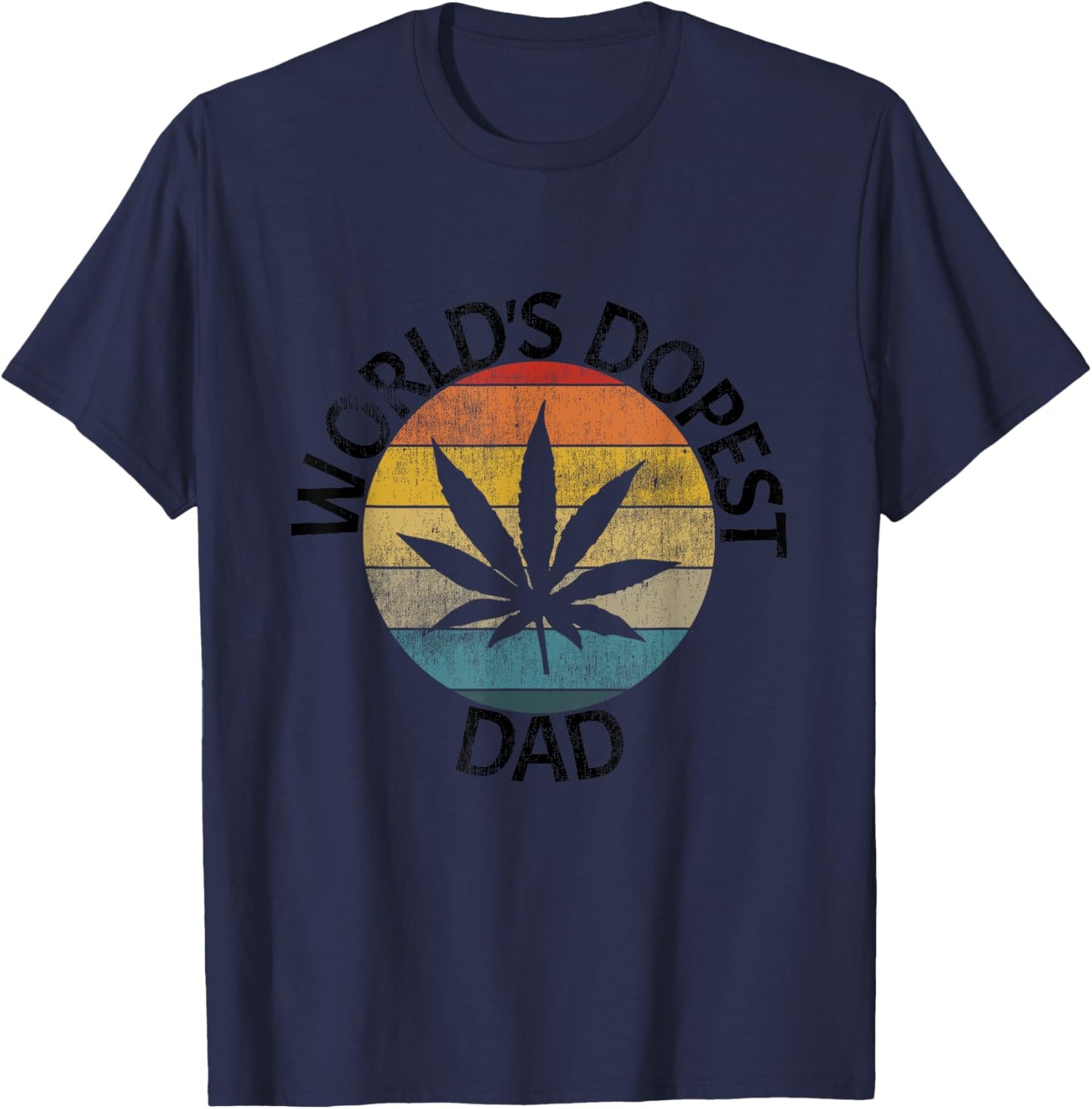 World's Dopest Dad Vintage Sunset Weed Leaf T-Shirt