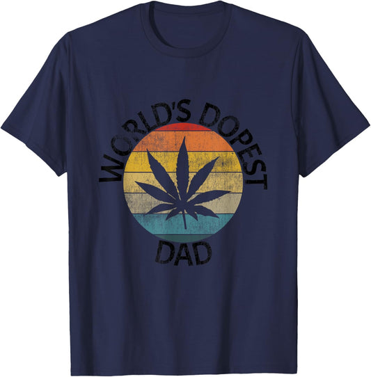 World's Dopest Dad Vintage Sunset Weed Leaf T-Shirt